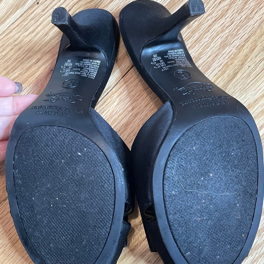 Starlet by Star Jones open toe black embellished heels 6 - Picture 8 of 9